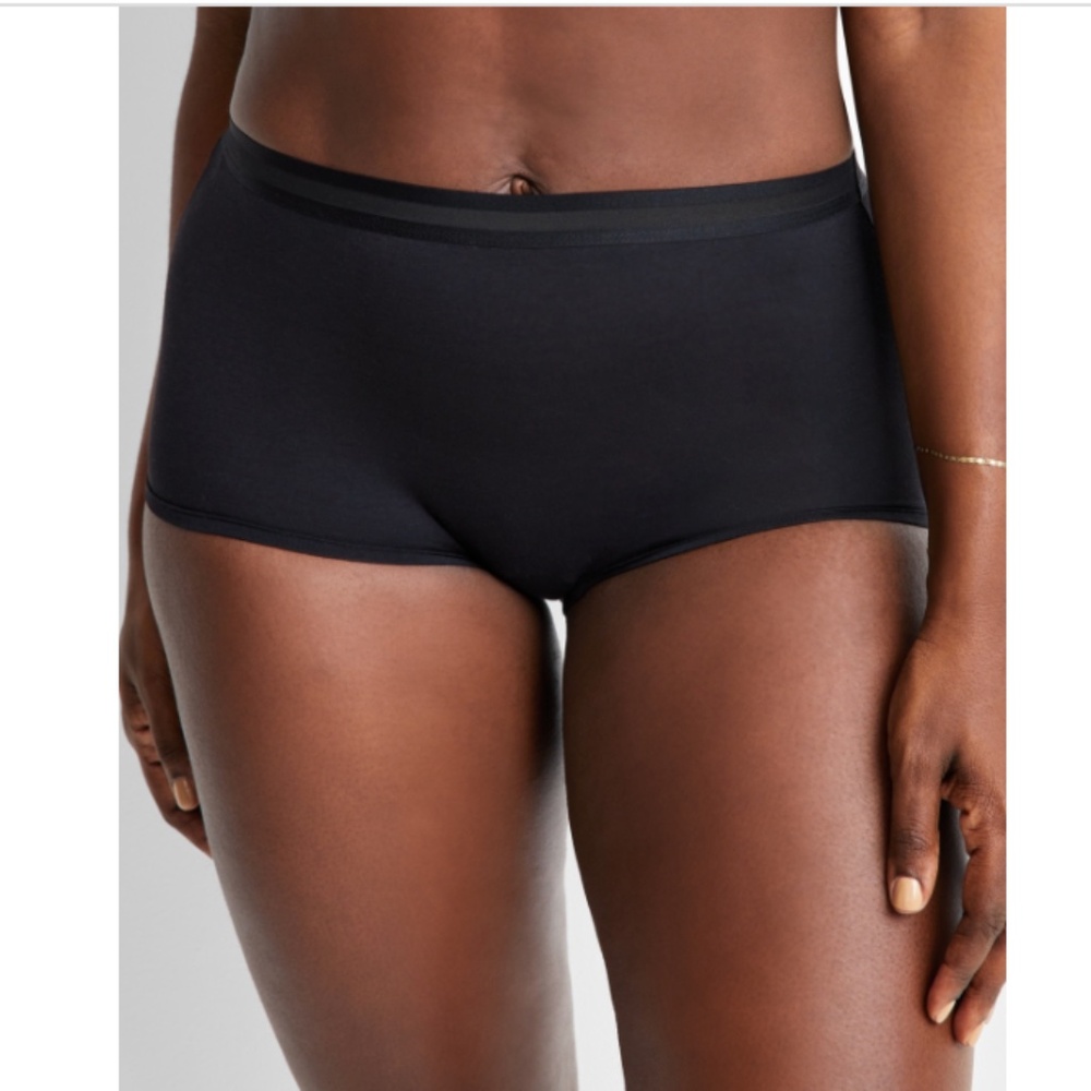 State of Day Women's Cotton Blend Boyshort Underwear, Deep Black, NWT